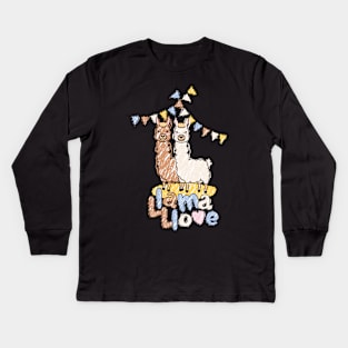 Llama Love Valentine Kids Long Sleeve T-Shirt